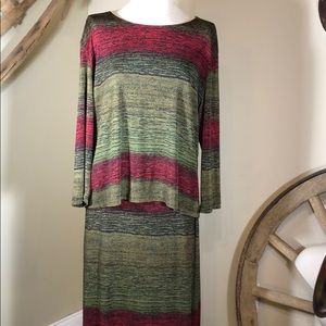 Studio Works 2 piece dress - green/red size L